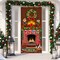 Merry Christmas Door Cover Christmas Fireplace Door Cover, 6.5 x 3 Feet(Red, White, and Gold)